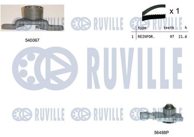 водна помпа+ к-кт ангренажен ремък RUVILLE 5500861