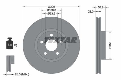 Тормозной диск TEXTAR 92283105 для FORD S-MAX