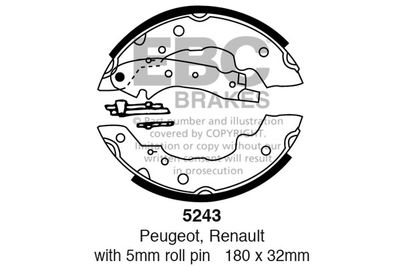 Комплект тормозных колодок EBC Brakes 5243 для RENAULT 7