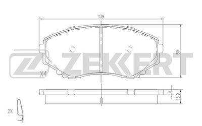 Комплект тормозных колодок, дисковый тормоз ZEKKERT BS-1153 для MAZDA MPV