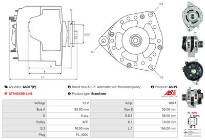 GENERATOR / ALTERNATOR AS-PL A6007P 4