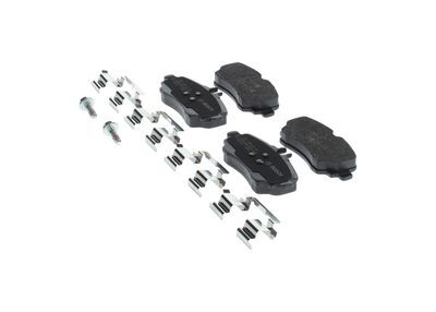 Remblokken set Voor (met bouten  met een dempingskussen  met extra's  met veer), past: MERCEDES A (W168), VANEO (414) 1.4-2.1 07.97-07.05