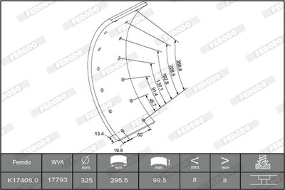 Комплект тормозных башмаков, барабанные тормоза FERODO K17408.2-F3653 для IVECO DAILY
