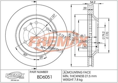 Тормозной диск FREMAX BD-6051 для SAAB 9-7X