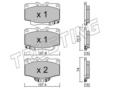 TRUSTING 155.0 Тормозные колодки и сигнализаторы  для TOYOTA LAND CRUISER (_J7_) 2.4 (RJ70_, RJ73_, RJ70RV)