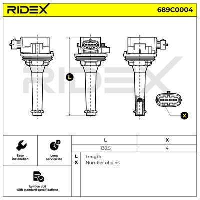 запалителна бобина RIDEX 689C0004