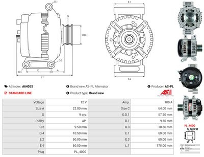 GENERATOR / ALTERNATOR AS-PL A6405S 4