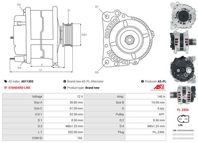 GENERATOR / ALTERNATOR AS-PL A01130S 4
