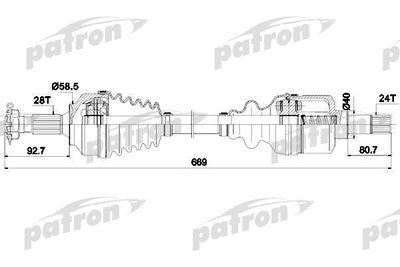 Приводной вал PATRON PDS0225 для CITROËN C5