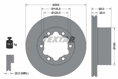 Тормозной диск TEXTAR 92295303 для VW GRAND
