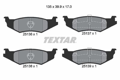 Комплект тормозных колодок, дисковый тормоз TEXTAR 2513601 для CHRYSLER NEW