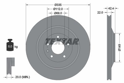 Тормозной диск TEXTAR 92177005 для VW PHAETON