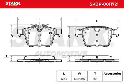 комплект спирачно феродо, дискови спирачки STARK SKBP-0011721