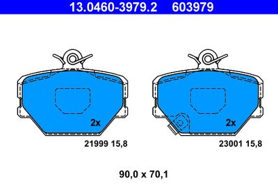Комплект тормозных колодок, дисковый тормоз ATE 13.0460-3979.2 для SMART CABRIO