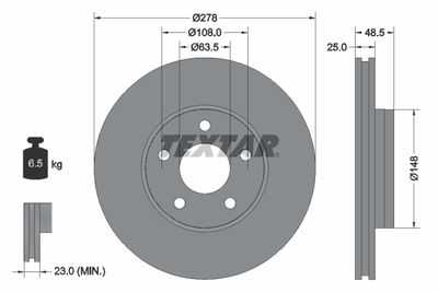Тормозной диск TEXTAR 92237703 для FORD C-MAX