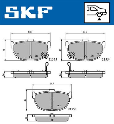 Комплект тормозных колодок, дисковый тормоз SKF VKBP 90483 A для NISSAN BLUEBIRD