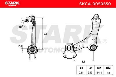носач, окачване на колелата STARK SKCA-0050550