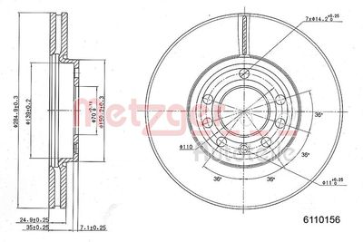 BREMSSCHEIBE METZGER AUTOTEILE 6110156 1