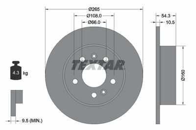 Тормозной диск TEXTAR 92096300 для RENAULT AVANTIME