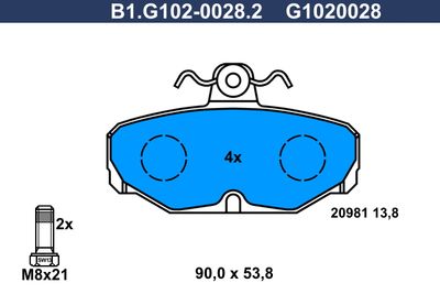 B1.G102-0028.2 GALFER Комплект тормозных колодок, дисковый тормоз
