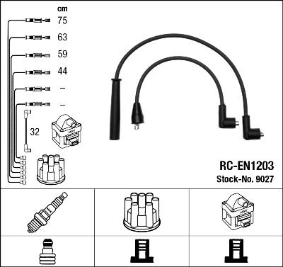 Комплект проводов зажигания NGK 9027 для NISSAN SUNNY