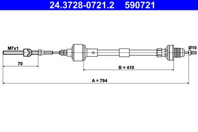 Cable Pull, clutch control 24.3728-0721.2