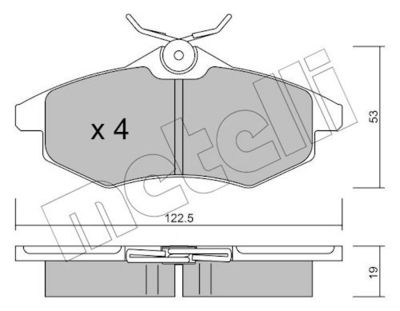 комплект спирачно феродо, дискови спирачки METELLI 22-0328-0