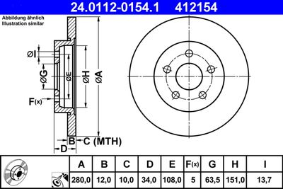 Тормозной диск ATE 24.0112-0154.1 для JAGUAR X-TYPE
