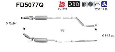 Filtr sadzy / filtr cząstek stałych, układ wydechowy AS FD5077Q