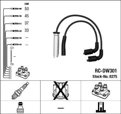 Комплект проводов зажигания NGK 8275 для DAEWOO KALOS