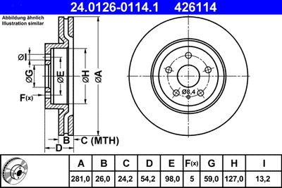 Тормозной диск ATE 24.0126-0114.1 для LANCIA DELTA