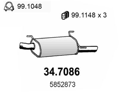 ASSO 34.7086 Глушитель выхлопных газов  для OPEL VECTRA B (J96) 1.7 TD (F19)
