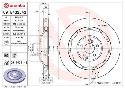 Brzdový kotouč BREMBO 09.E432.43