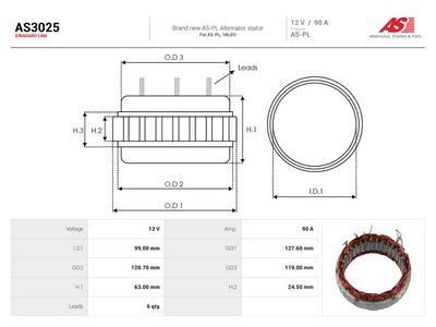 Stator, generátor AS-PL AS3025