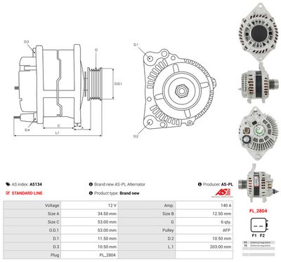 GENERATOR / ALTERNATOR AS-PL A5134 4