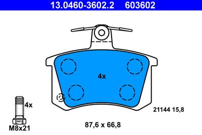 Комплект тормозных колодок, дисковый тормоз ATE 13.0460-3602.2 для AUDI CABRIOLET