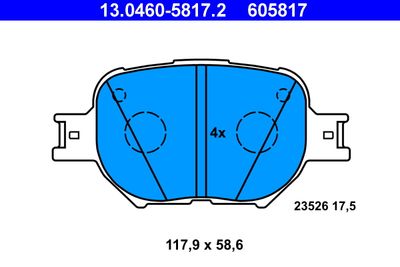 Комплект тормозных колодок, дисковый тормоз ATE 13.0460-5817.2 для TOYOTA VEROSSA