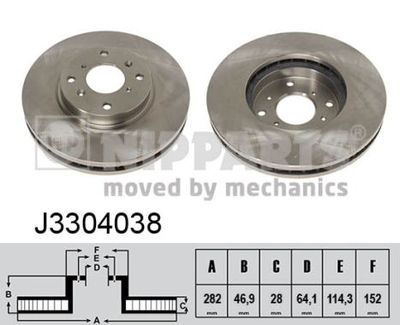 NIPPARTS J3304038 Тормозные диски  для HONDA ACCORD (Хонда Аккорд)