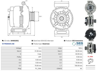 GENERATOR / ALTERNATOR AS-PL A0460SEG 4