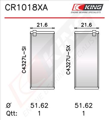 Черупка на биелен лагер KING CR1018XA0.75