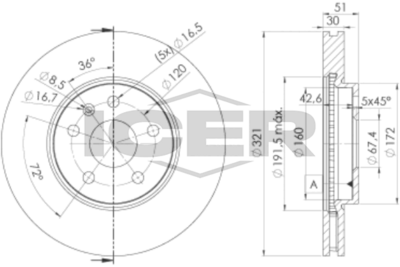 спирачен диск ICER 78BD5387-2