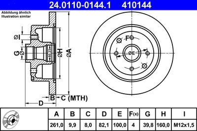Тормозной диск ATE 24.0110-0144.1 для OPEL KADETT