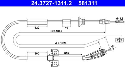 Cable Pull, parking brake 24.3727-1311.2