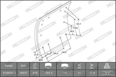 Ferodo Brake Lining Kit, drum brake K19036.0-F3658