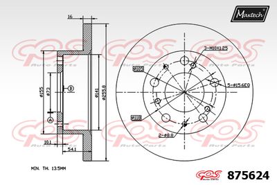 MAXTECH 875624 Тормозные диски для ALFA ROMEO 2300