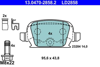 Комплект тормозных колодок, дисковый тормоз ATE 13.0470-2858.2 для OPEL TIGRA