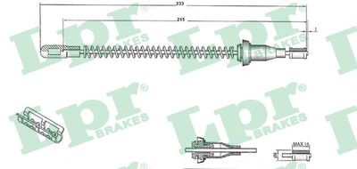 Тросик, cтояночный тормоз LPR C0586B для OPEL VECTRA