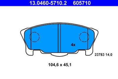 Комплект тормозных колодок, дисковый тормоз ATE 13.0460-5710.2 для DAIHATSU MOVE