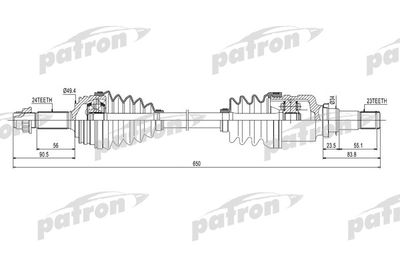 Приводной вал PATRON PDS0259 для PEUGEOT 107
