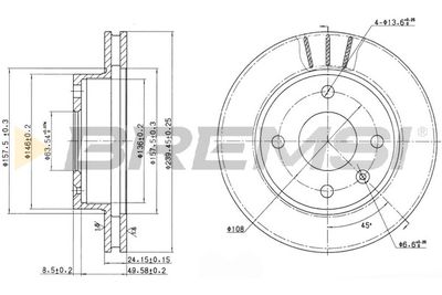 Тормозной диск BREMSI CD6183V для FORD ECONOVAN